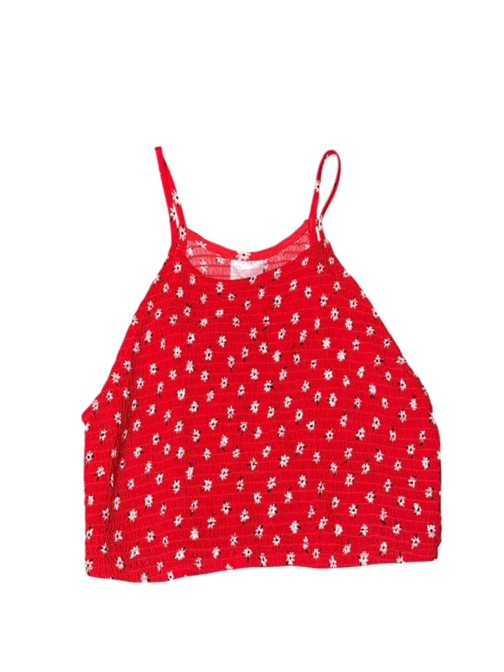 No Boundaries Red Daisy Print Cropped Tank